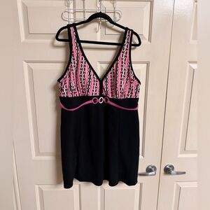 VTG Y2K 90s Inches Off Plus size Belted Mod One Piece Swimsuit